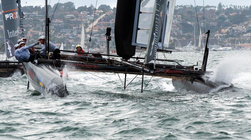 Artemis Racing ahead of Team China - America’s Cup World Series - San Diego 2011 © Bo Struye - copyright http://www.acsandiegophotoblog.com